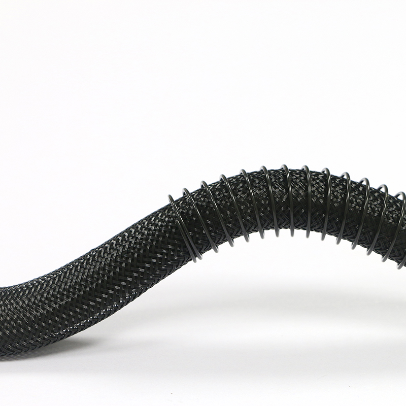 Custom Formed Braided Aramid Fuel Line Hose with Sleeve Sheathing and Spring